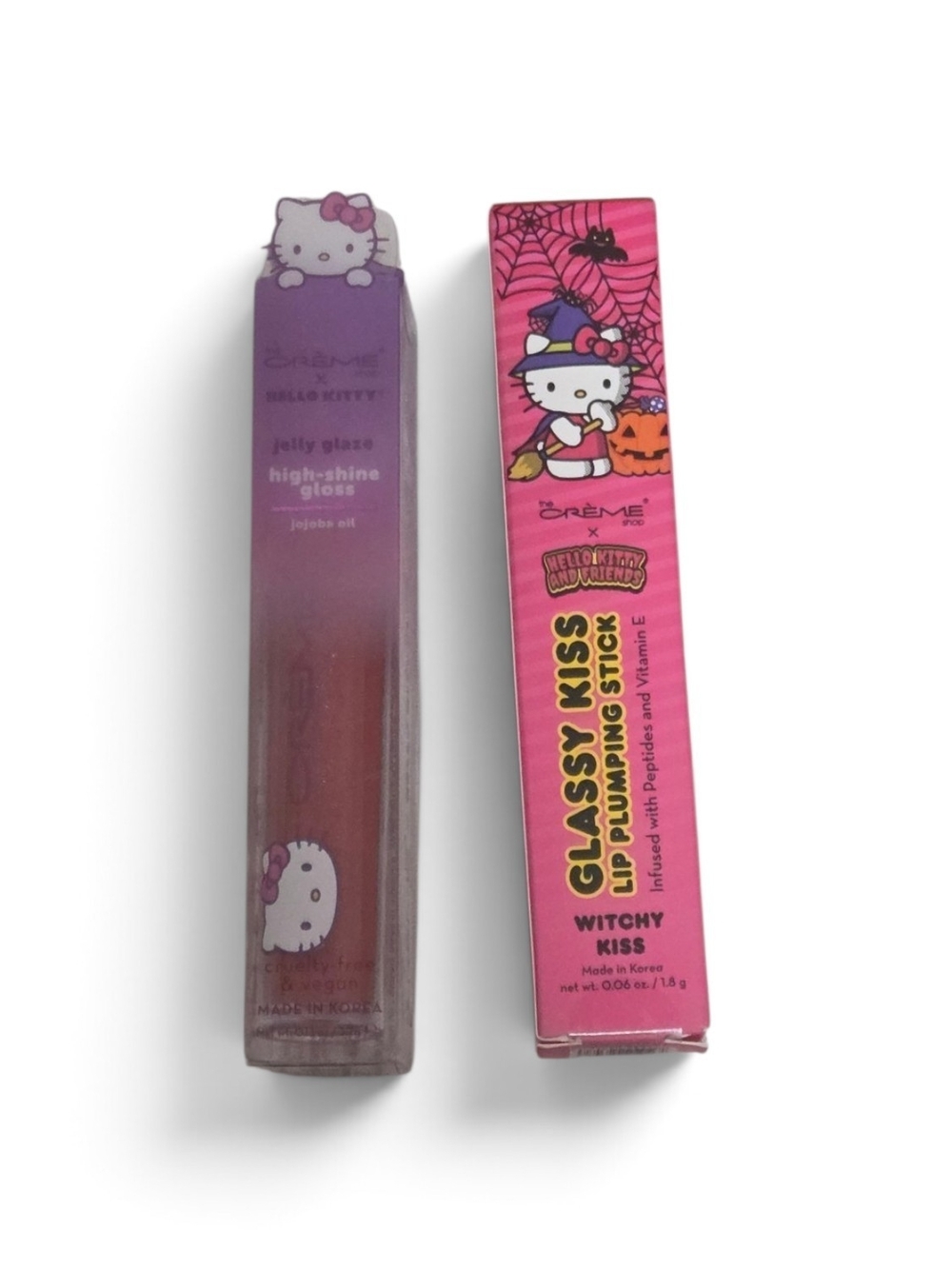Hello Kitty Glassy Kiss Lip Plumping Stick & Jelly Glaze Gloss Bundle of 2